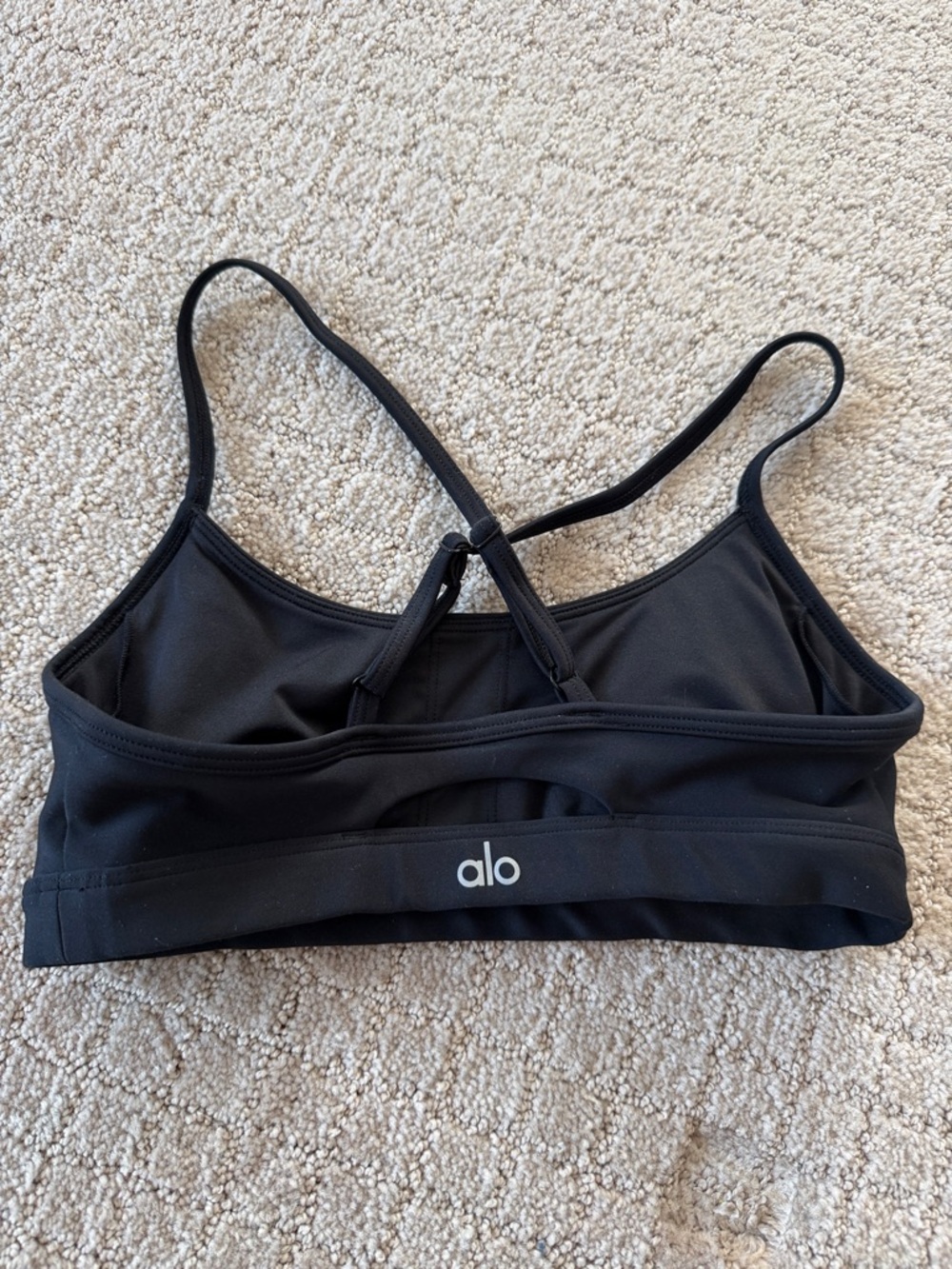ALO Yoga Black Strappy Sports Bra with Logo